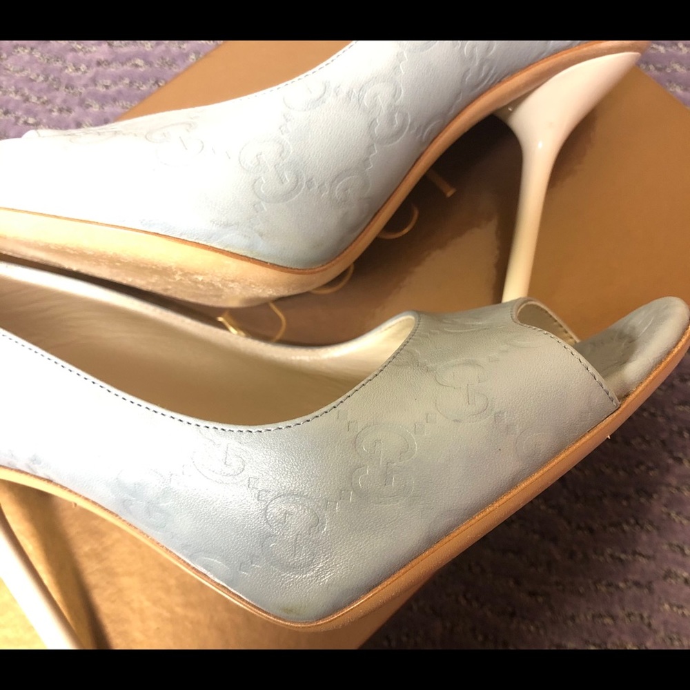 Gucci Light Blue Peep Toe Heels - Picture 5 of 8